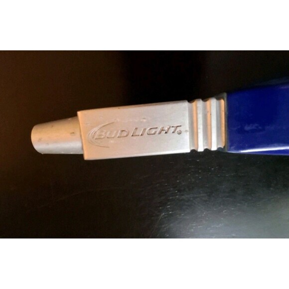 Bud Light Draft Beer Tap Handle Blue White & Aluminum Man Cave BAR Pub 12” - Picture 9 of 12